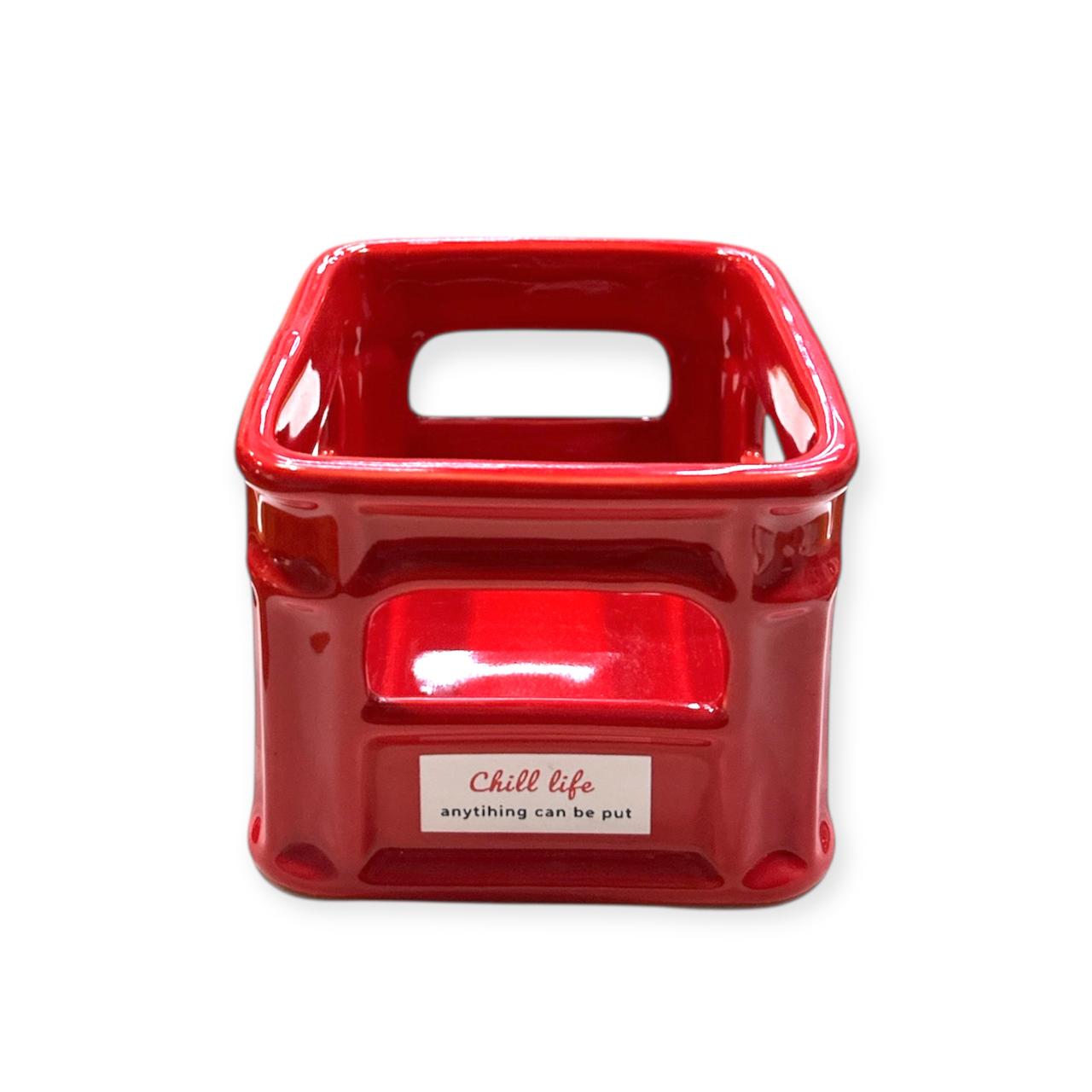 CERAMIC SNACK ORGANIZER- RED