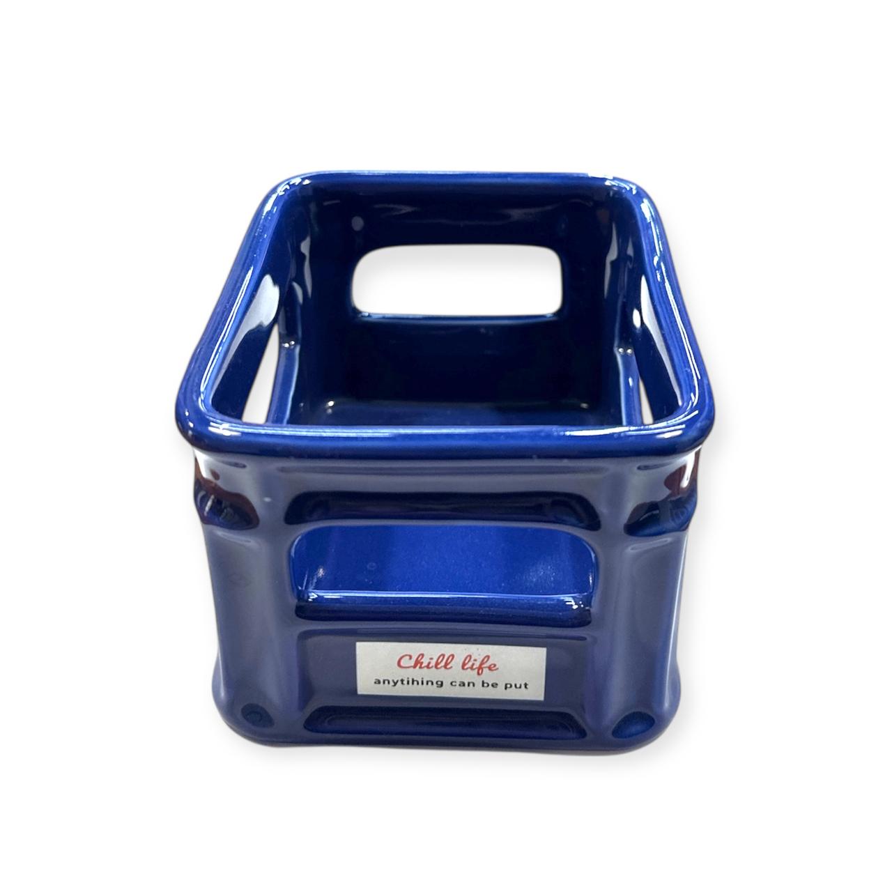 CERAMIC SNACK ORGANIZER- BLUE
