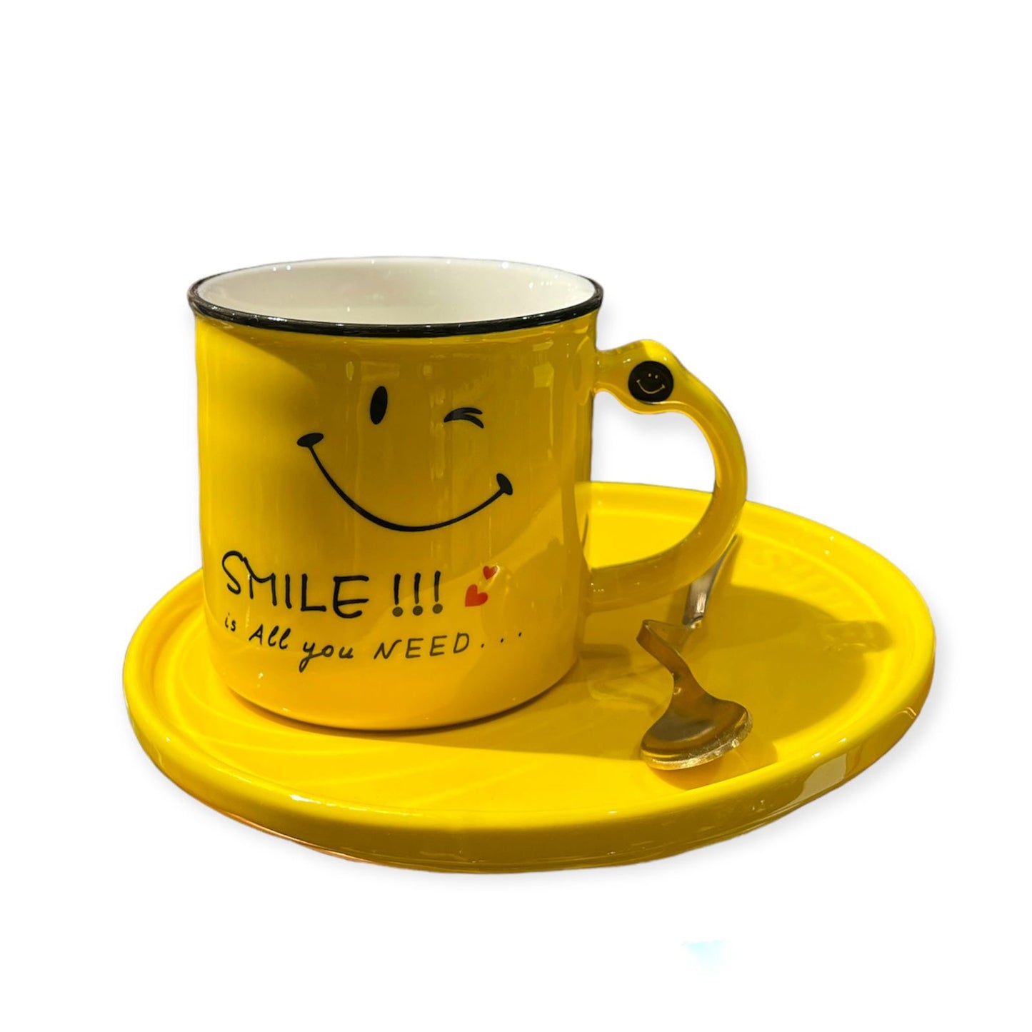 Smiley Cup & Saucer Yellow