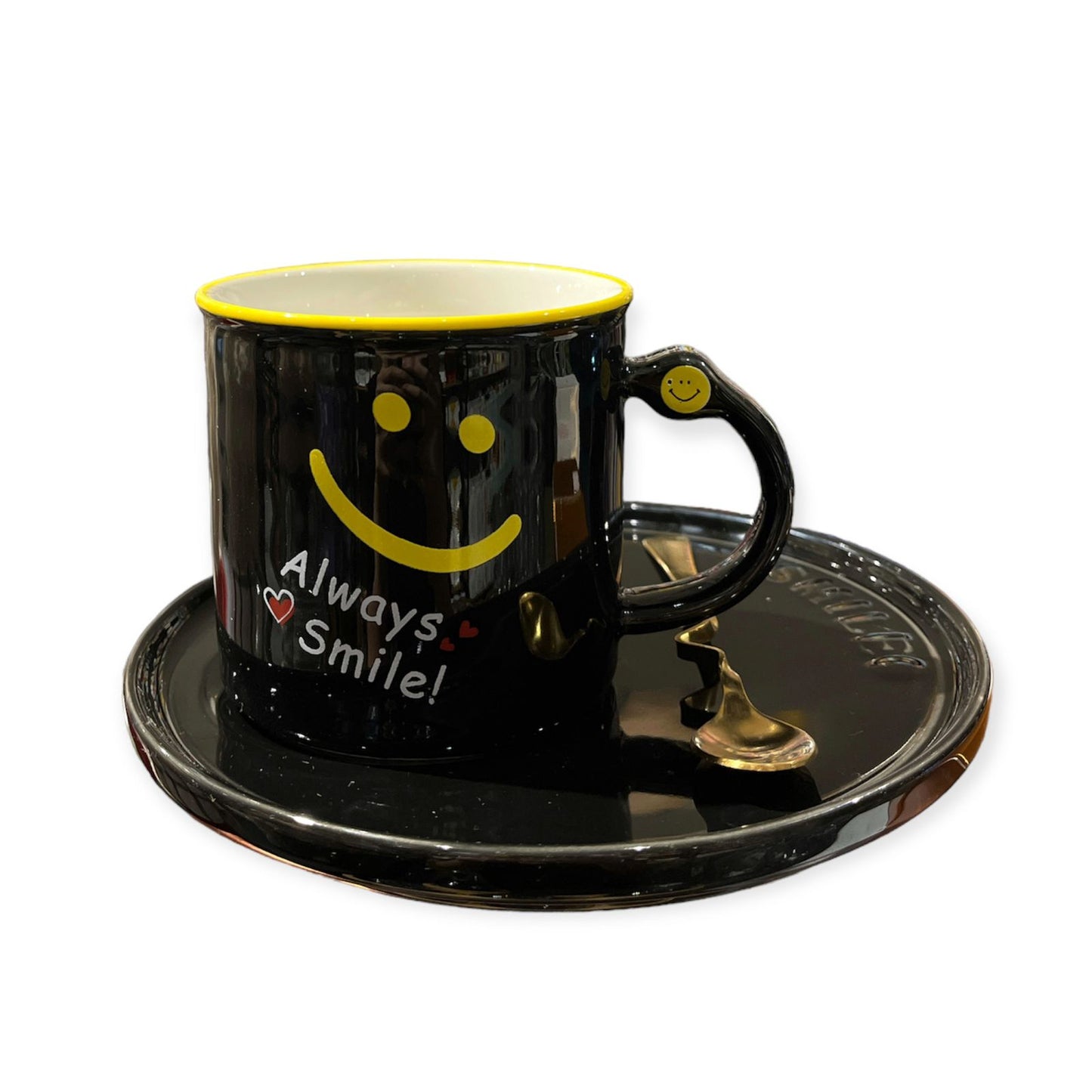 Smiley Cup & Saucer Black