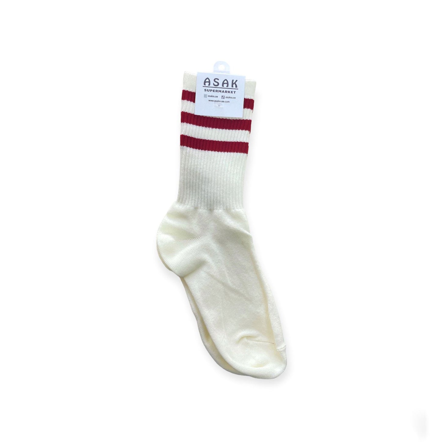 White and Red Stripe Socks