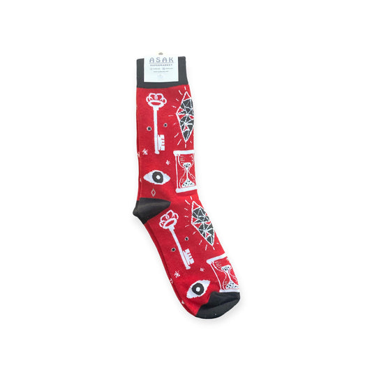 Red Key and Eye Socks