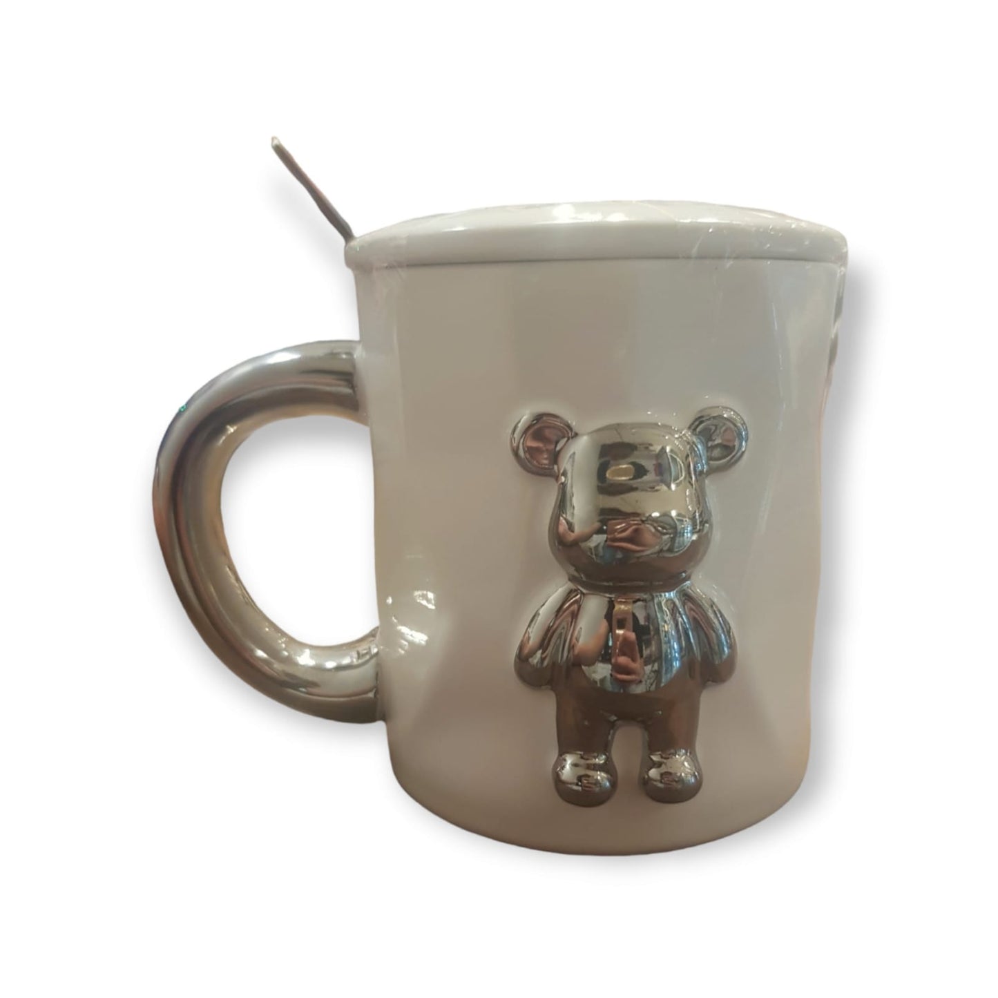 Embosed Silver Bear Ceramic Mug (White)